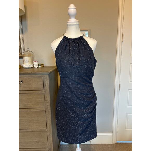 Eliza J |  Charcoal Gray  Cocktail Halter Dress | 8 - Picture 3 of 14